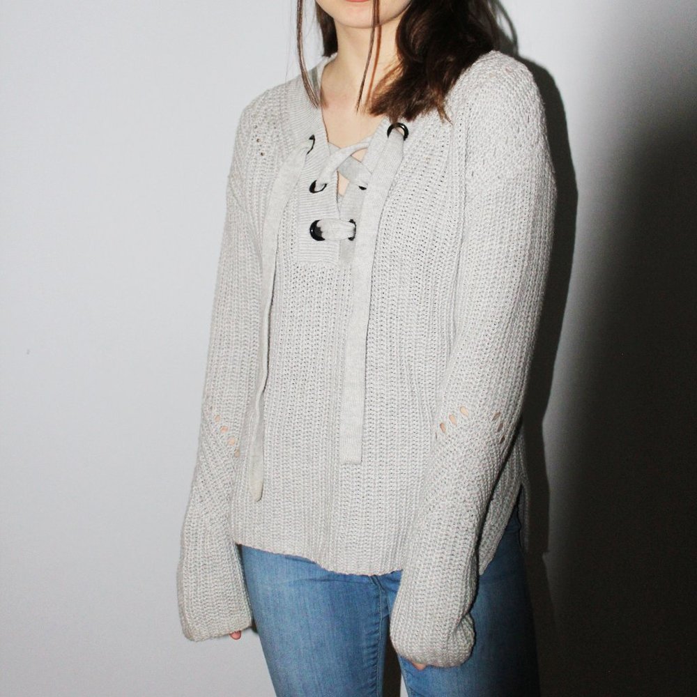 Grey Criss-Cross Sweater